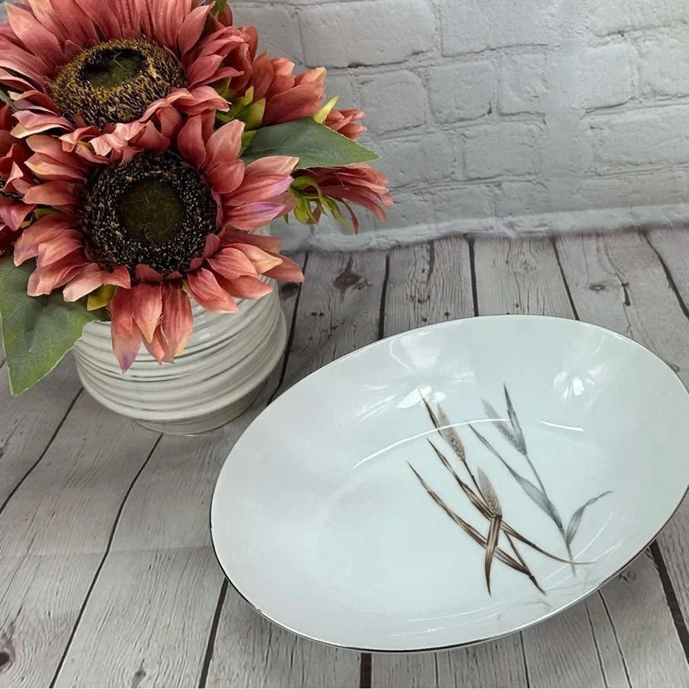 vtg Silver Wheat by Harmony House China serving bowl farmhouse retro timeless